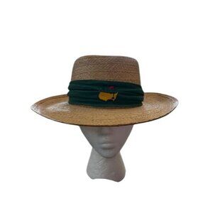 Masters Biltmore S/M Straw Hat With Green Band & Embroidered Logo